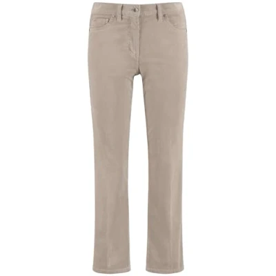 Abbildung von Gerry Weber Freizeit VERKÜRZT 7/8 Marlie Flared FIT Stoffhose, Damen, Größe: 44, Travertine washed