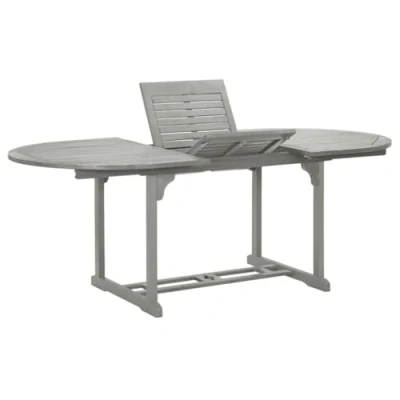 Abbildung von vidaXL Akazienholz Massiv Gartentisch mit Regenschirmloch Esstisch Holztisch Terrassentisch Gartenmöbel Tisch Balkontisch Grau 200x100x75cm