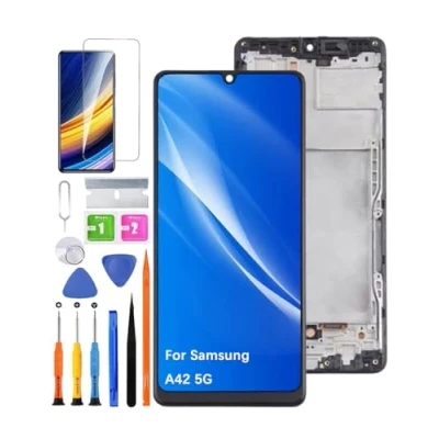 Abbildung von HLYGZX Ersatz Display für Samsung Galaxy A42 5G LCD Bildschirm TFT, A426B A426U A426N Touch Digitizer Assembly Reparaturteile Kit(Ohne Fingerabdruck, Schwarz mit Rahmen)