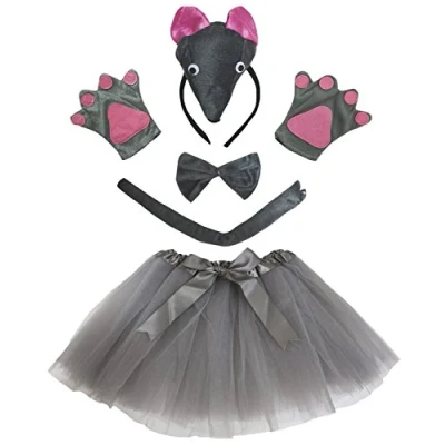 Abbildung von Petitebelle 3D Stirnband Bowtie Schwanz Handschuhe Tutu 5pc Mädchen Kostüm Einheitsgröße Maus