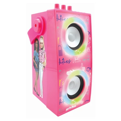 Abbildung von Lexibook BTP180BBZ B0BWTLTWPH Mattel Barbie Tragbarer beleuchteter Bluetooth Lautsprecher mit Mikrofon, Karaoke, Lichteffekte, kabellos, USB, SD Karte, wiederaufladbarer Akku, rosa, Schwarz, Medium