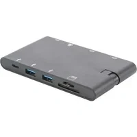 Abbildung von DIGITUS USB C Travel Docking Station 9 Ports 1x HDMI, VGA (4K@30Hz) 2x 3.0 / 2.0, Typ RJ45 LAN, Kartenleser Schwarz