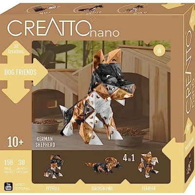 Abbildung von KOSMOS 3805 CREATTO Hunde 3D Leuchtfiguren entwerfen, Puzzle Set für Schäferhund, Pitbull, Dackel, Terrier, Zimmer Deko, kreative 156 Steckteile, 30 TLG LED Lichterkette