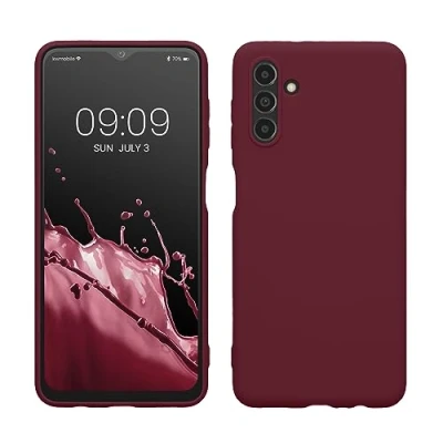 Abbildung von kwmobile Hülle kompatibel mit Samsung Galaxy A04s weiches TPU Silikon Case Cover geeignet für kabelloses Laden Bordeaux Violett