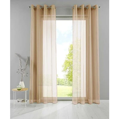 Abbildung von YASMIN 2er Set Ösengardinen HxB 225x140 cm Sand Transparent »Basel« Gardine Bleiband Store Vorhang, 20332TR2