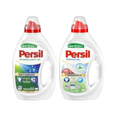 Abbildung von PERSIL Gel Set 2x 20 Waschladungen (40WL) 1x Kraft Universal &amp; Sensitive Gel, Flüssigwaschmittel mit Tiefenrein Technologie für Allergiker Babys
