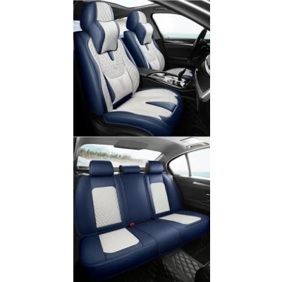 Abbildung von Congxy Autositzbezüge Komplett Set Universal in Premium Design Schonbezüge für die Vordersitze &amp; Rückbank Wasserdicht Sitzbezug Auto Sitzbezüge Airbag Geeignet, Blau