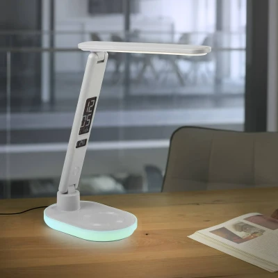 Abbildung von Just Light. LED Schreibtischlampe H 54 cm Weiß Kunststoff dimmbar mit RGB Farbwechsel