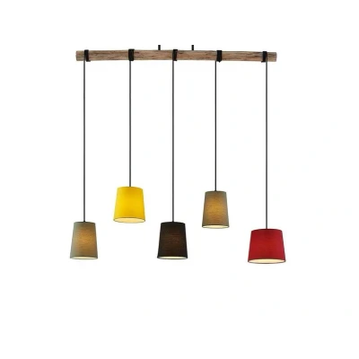 Abbildung von Lindby Hängeleuchte Amilia, Holz, Stoff, bunt, 5 flg., E27