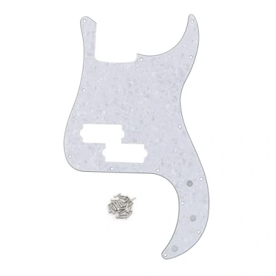 Abbildung von FLEOR 13 Loch Modern Style Standard PB Bass Pickguard ohne Truss Rod Notch für 4 Saiter P Modell, Weiße Perle