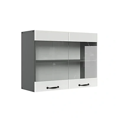 Abbildung von Vicco Glashängeschrank R Line, Weiß Landhaus/Anthrazit, 80 cm