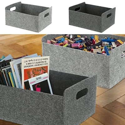Abbildung von CEPEWA Aufbewahrungskorb Aufbewahrungsbox 2er Set Filz hellgrau dunkelgrau