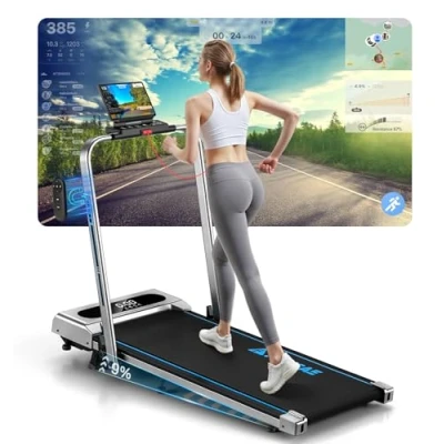 Abbildung von Laufband für Zuhause mit Neigung, 5 in 1 Walking pad, 12km/h Klappbar steigung, 2.5HP &amp; Büro LED Anzeige, Fernbedienung und App, Keine Montage Erforderlich, 150KG