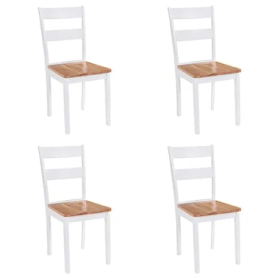 Abbildung von vidaXL Esszimmerstuhl Esszimmerstühle 2 Stk. Weiß Kautschukbaum Massivholz (2 St)