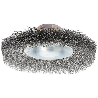 Abbildung von Silverline 450322 Edelstahl Topfbürste, gewellt 100 mm, M14