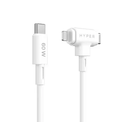 Abbildung von 0 Hyper® HyperJuice USB C und Lightning Hybrid Silikonkabel (1,5m) Weiß