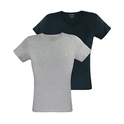 Abbildung von Emporio Armani CREW NECK 2 PACK Unterhemd/shirt, Herren, Größe: Medium, Navy grey