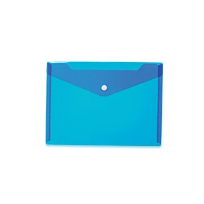 Abbildung von HERMA 20055 Dokumententasche A5 transparent blau, kleiner Sichttaschen Umschlag mit Druckknopf, Briefumschlag aus Plastik für Schule, Uni, Büro, Reise