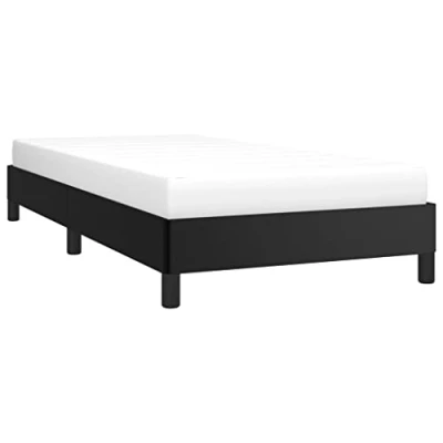 Abbildung von vidaXL Polsterbett, Bett Bettgestell mit Lattenrost, Schlafzimmerbett Einzelbett Stützbeinen, Bettrahmen Schlafzimmermöbel, Schwarz 100x200cm Kunstleder