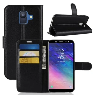Abbildung von betterfon Buch Tasche Hülle Etui Book Case Cover Schutz Handy für Samsung Galaxy A6 2018 Schwarz