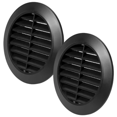 Abbildung von Vent Systems 2 Stück 80 mm Schwarz Lüftungsabdeckung Runde Lüftungsschlitze Grillabdeckung Integrierter Insektenschutz HVAC Lüftungsöffnungen für Badezimmer, Heimbüro, Küche