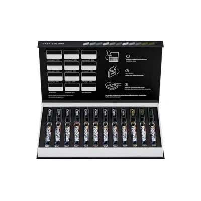 Abbildung von KARIN Realbrush PIGMENT Grey Colors eine Kollektion mit 12 Pinsel in einem exklusiven und schützenden Etui.