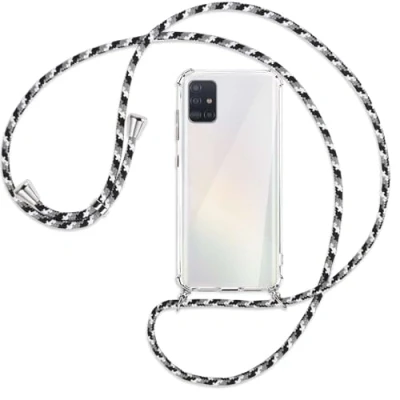 Abbildung von mtb more energy Handykette kompatibel mit Samsung Galaxy A51 (SM A515, 6.5&#039;&#039;) Camouflage weiß Smartphone Hülle zum Umhängen Anti Shock Full TPU Case