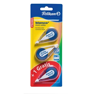 Abbildung von Pelikan Weißer Mini Roller, Weiß, 4,2 mm x 6 m, 3 Stück, ohne Lösungsmittel, Büro, Schule, Schreibwaren