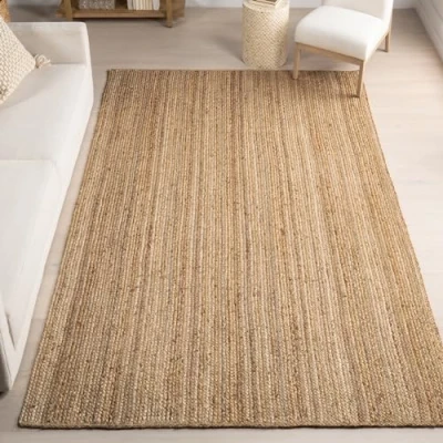 Abbildung von nuLOOM Rigo Handgewebter Bauernteppich aus Jute, 122 cm x 183 cm, Natur
