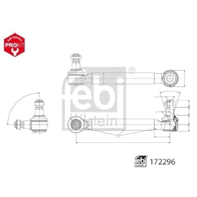 Abbildung von FEBI BILSTEIN 172296 Koppelstange Hinterachse links 300 M20 x 1,5 mit Muttern Mutter