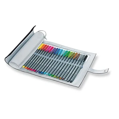 Abbildung von STAEDTLER 334 PC20 9 Fineliner triplus (dreikant, schwarzes Rollmäppchen mit 20 brillanten Farben, Made in Germany, superfeine, metallgefasste Spitze, Linienbreite ca. 0,3 mm)
