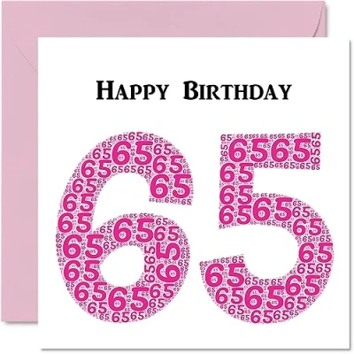 Abbildung von lustige Geburtstagskarte zum 65. Geburtstag für Frau Shapecloud Happy Birthday Karte Vater, Mutter, Großvater, Nanny, Oma, Onkel, Tante, Cousin, 145 mm x Grußkarten,