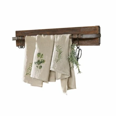 Abbildung von Loberon Hakenleiste Paulding, Naturnahes Design mit Country Flair, Schönes Antik Finish, Nostalgisches Design, Hakenboard, Garderobe, Tannenholz, Eisen, antikbraun