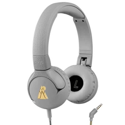 Abbildung von POGS Kinderkopfhörer mit Kabel The Elephant 2 Faltbarer robuster ab 3 Jahren Lautstärkebegrenzung 85 dB, Mikrofon On Ear Musik Sharing Funktion (rGrau)
