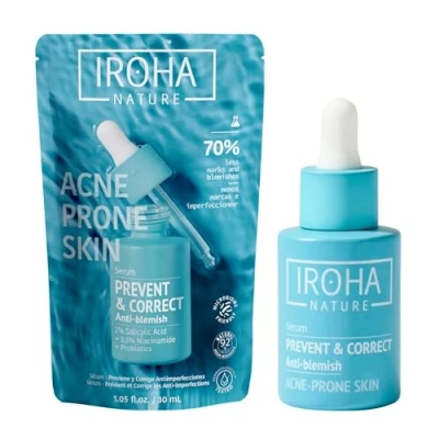 Abbildung von IROHA NATURE Serum gegen Unreinheiten mit Salicylsäure, 2% Niacinamid, 3,5% Gesichtsserum für Haut Tendenz von Akne reduziert Pickel und entfernt Flecken Niacinamide 92%
