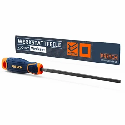 Abbildung von Presch Werkstattfeile Vierkant 200mm Hochwertige Vierkantfeile mit Kreuzieb H2 zum feilen rechtwinkliger Werkstücke aus Metall, Holz oder Kunststoff Metallfeile