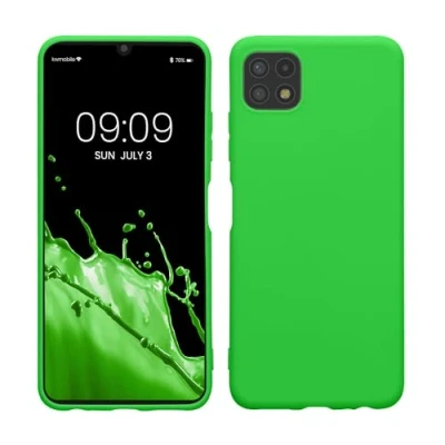 Abbildung von kwmobile Hülle kompatibel mit Samsung Galaxy A22 5G weiches TPU Silikon Case Cover geeignet für kabelloses Laden Neon Grün
