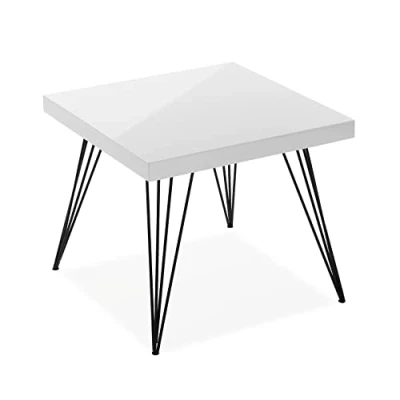 Abbildung von Versa Denver Beistelltisch für das Wohnzimmer, Schlafzimmer oder die Küche. Moderner, niedriger Tisch, Maßnahmen (H x L B) 43 50 cm, Holz und Metall, Farbe: Weiß