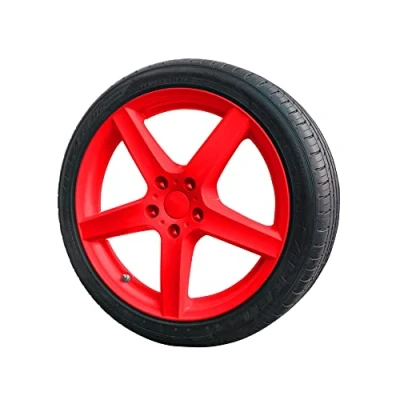 Abbildung von Foliatec Sprühfolie Auto Felgenfolie Sprüh Lack Set für 4 Felgen, Abziehbar, Gute Deckkraft, neon rot, 2x 400ml Folie &amp; Grundierung