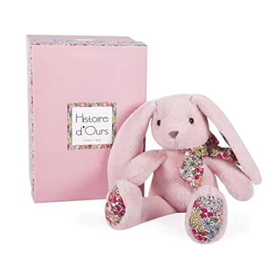 Abbildung von Histoire d&#039;ours Plüsch Hase Kuschelfreunde Geschenkbox zartes Rosa 25 cm Geschenkidee zur Geburt und zum Geburtstag, für Mädchen Jungen HO3121