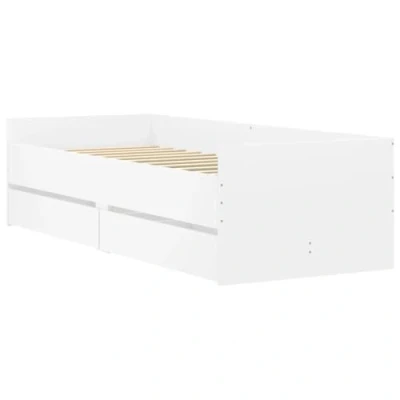 Abbildung von vidaXL Bettgestell, Bett mit Schubladen, Bettrahmen Gästebett Lattenrost, Einzelbett Schlafzimmerbett Schlafzimmermöbel, Weiß 75x190cm