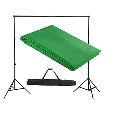 Abbildung von ALU Foto Studio Set Hintergrundsystem inkl. Hintergrund 3x3 m Grün Fotostudio