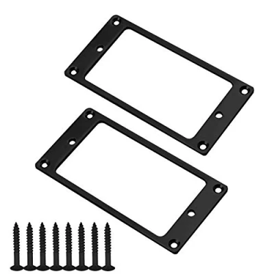 Abbildung von Create idea 2 Stücke Schwarz Humbucker Pickup Befestigungsringe mit Schrauben Beschlägen 92x45,5x2mm Flacher Metall Abdeckrahmen für Ersatzteile E Gitarren