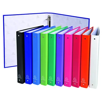 Abbildung von Exacompta 51330E 20er Pack Premium Kunststoff Ringbuch. Kunststoffbezug außen, Papierbezug innen 4 O Ringe Füllhöhe 30 mm DIN A4 Plastikordner ideal für Büro und Schule farbig sortiert