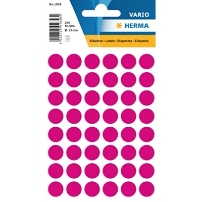 Abbildung von HERMA 1856 Punktaufkleber Klebepunkte pink rosa, 240 Stück, Ø 13 mm, 48 pro Bogen, selbstklebend, Markierungspunkte für Kalender Planer Basteln, matt, blanko Papier Farbpunkte Etiketten Aufkleber