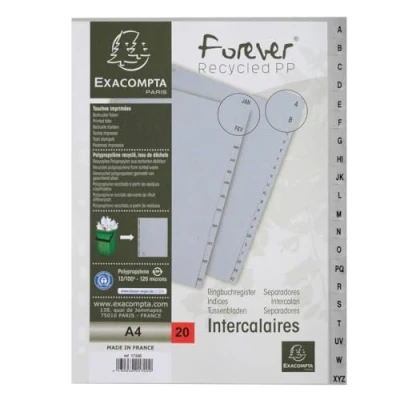 Abbildung von Exacompta Register A4 PP 20 teilig A Z grau