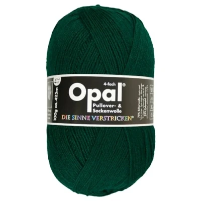 Abbildung von Frida&#039;s Wollhaus Opal 100 g Uni 4 fach Sockengarn Strümpfe Stricken filzfrei Wolle 35 Farben (9933 Waldgrün)