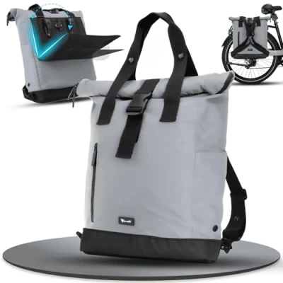 Abbildung von MIVELO Fahrradtasche für Gepäckträger Fahrradrucksack Damen aus wasserabweisendem Material Gepäckträgertasche hinten Fahrrad Tasche &amp; Rucksack mit klappbarem Rückenteil (Reflektierend)
