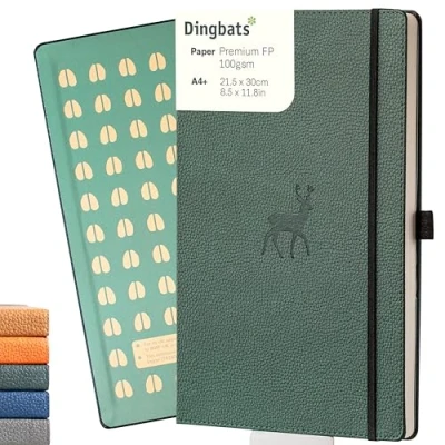 Abbildung von Dingbats* Tierwelt Notizbuch A4 Kariert Hardcover PU Leder Journal für Arbeit, Reisen Tasche, Elastischer Verschluss, Stifthalter, Lesezeichen