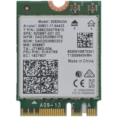 Abbildung von 9260NGW WiFi Card,Dual Band Wireless 9260AC AC 9260 NGFF Card M.2 2.4/5GHz(160Mhz) Bluetooth 5.0 1.73Gbps Gigabit